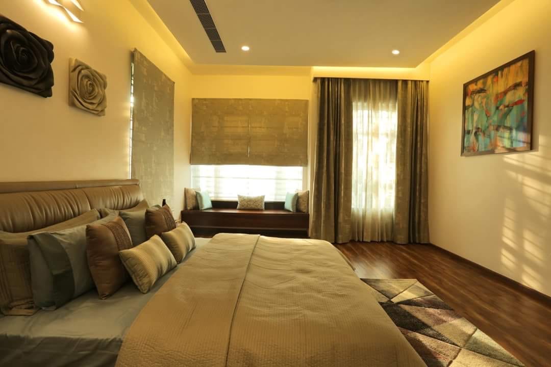 cozy bedroom with warm lighting